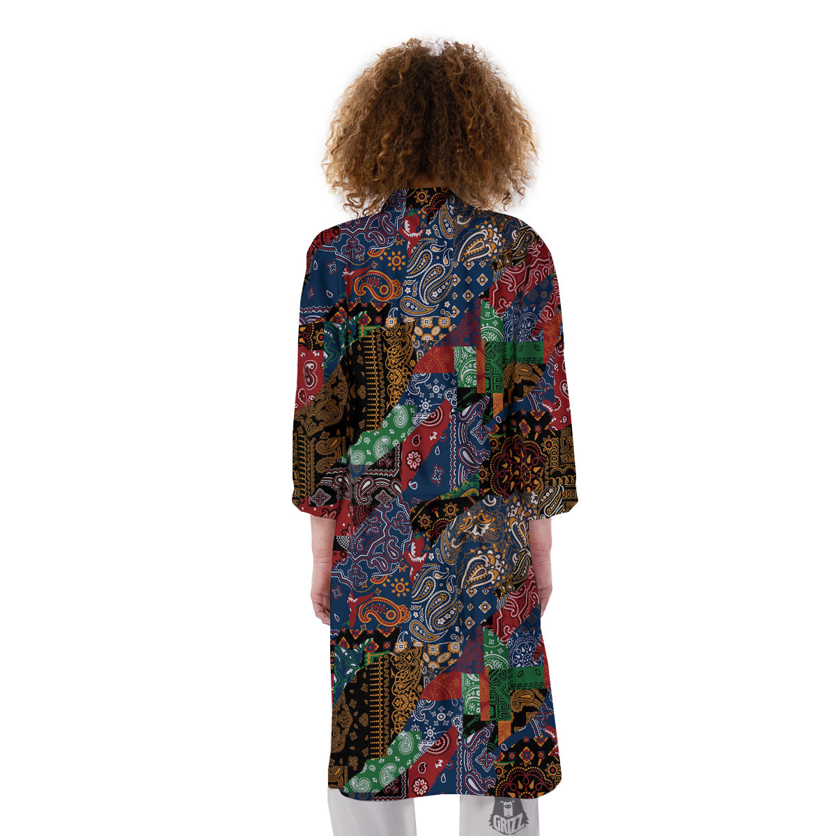 Patchwork Bandanna Print Pattern Kimono-grizzshop