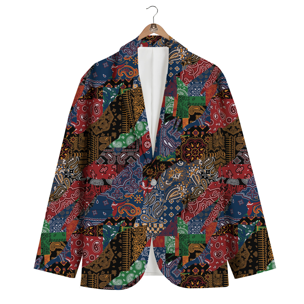 Patchwork Bandanna Print Pattern Men's Blazer-grizzshop