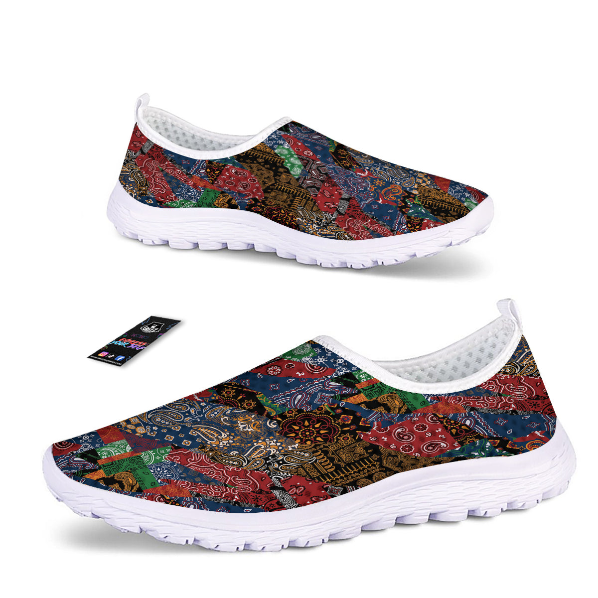 Patchwork Bandanna Print Pattern Nurse Shoes-grizzshop