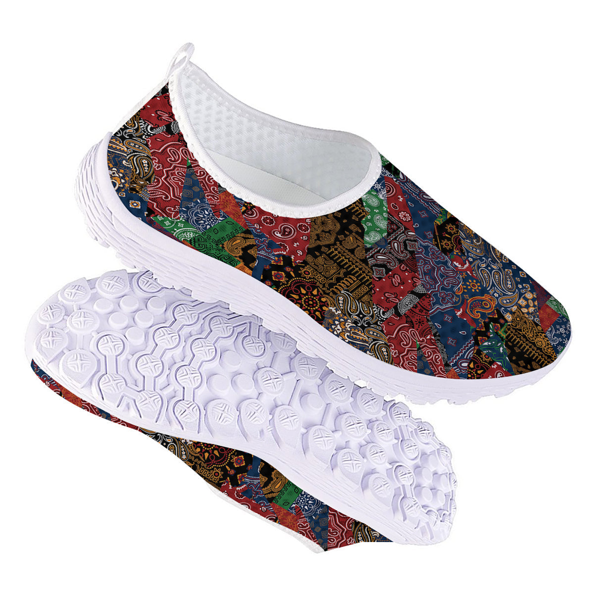 Patchwork Bandanna Print Pattern Nurse Shoes-grizzshop