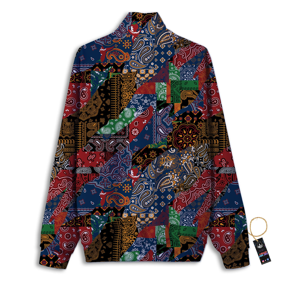 Patchwork Bandanna Print Pattern Track Jacket-grizzshop