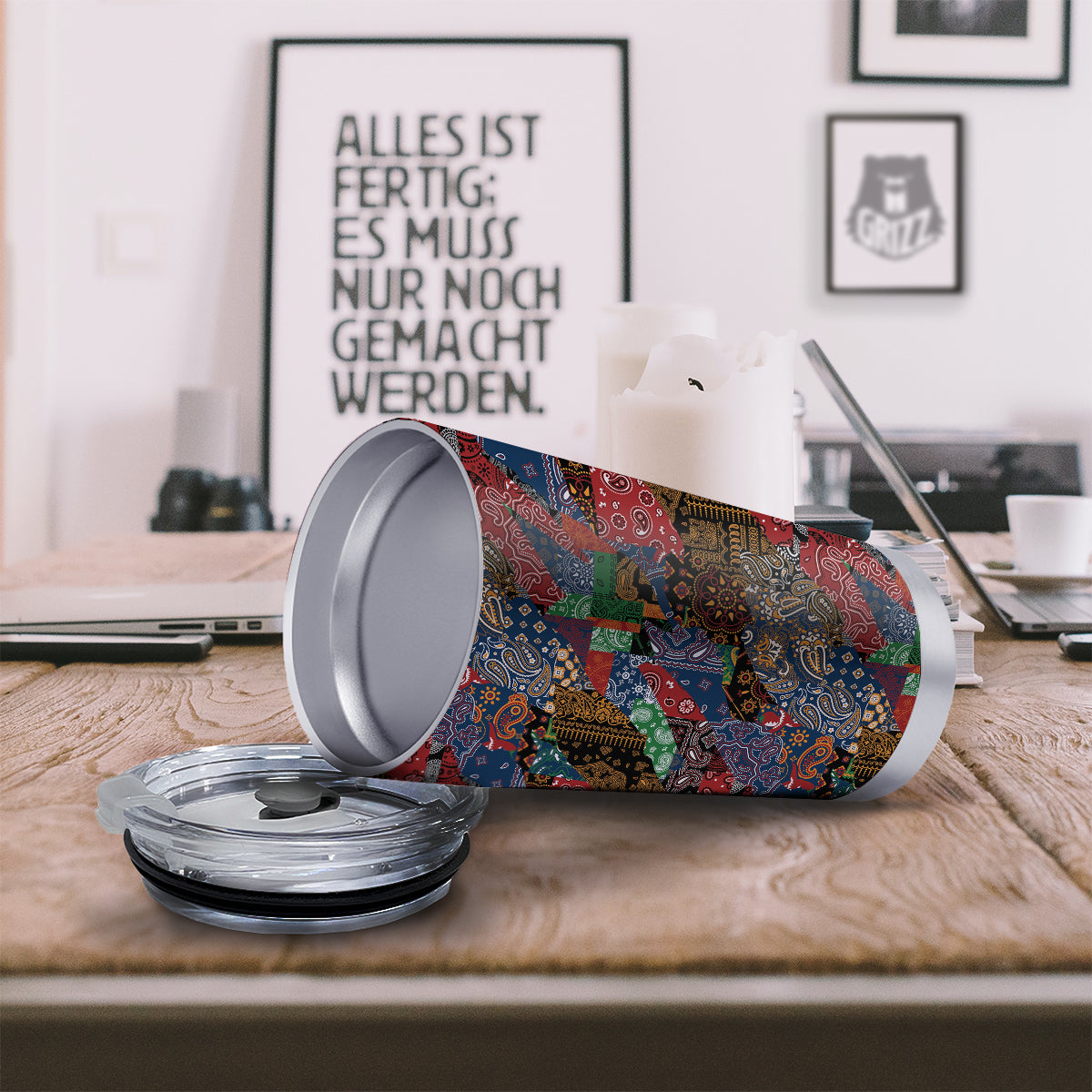 Patchwork Bandanna Print Pattern Tumbler-grizzshop