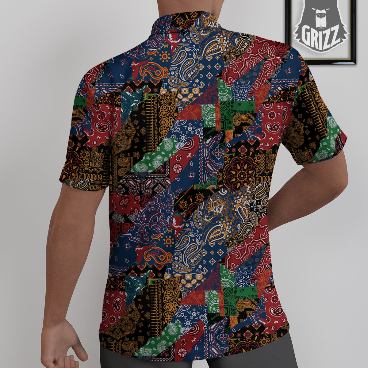 Patchwork Bandanna Print Pattern Untucked Shirts-grizzshop