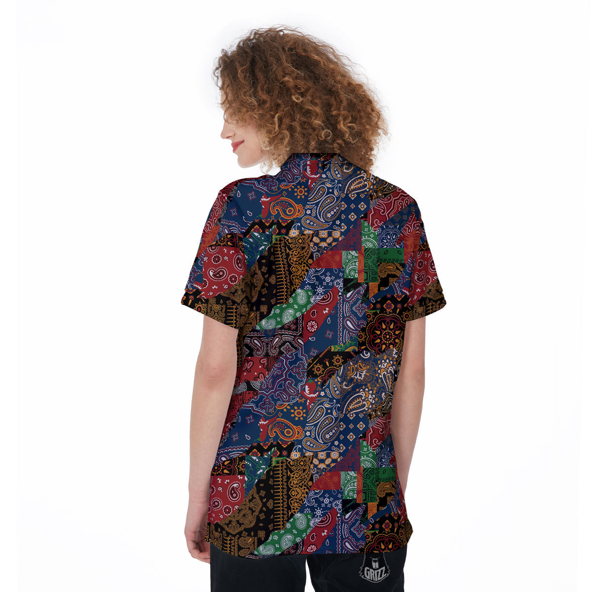 Patchwork Bandanna Print Pattern Women's Golf Shirts-grizzshop