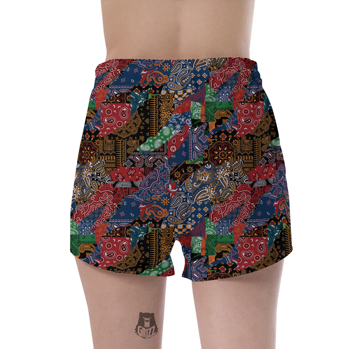 Patchwork Bandanna Print Pattern Women's Shorts-grizzshop