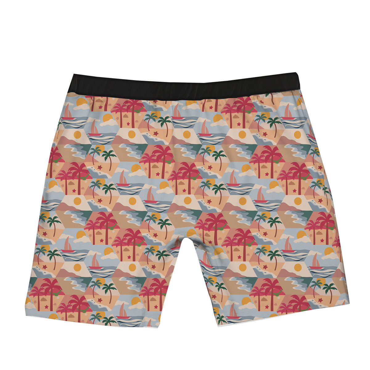 Patchwork Beach And Sunset Sky Print Pattern Boxer Briefs-grizzshop