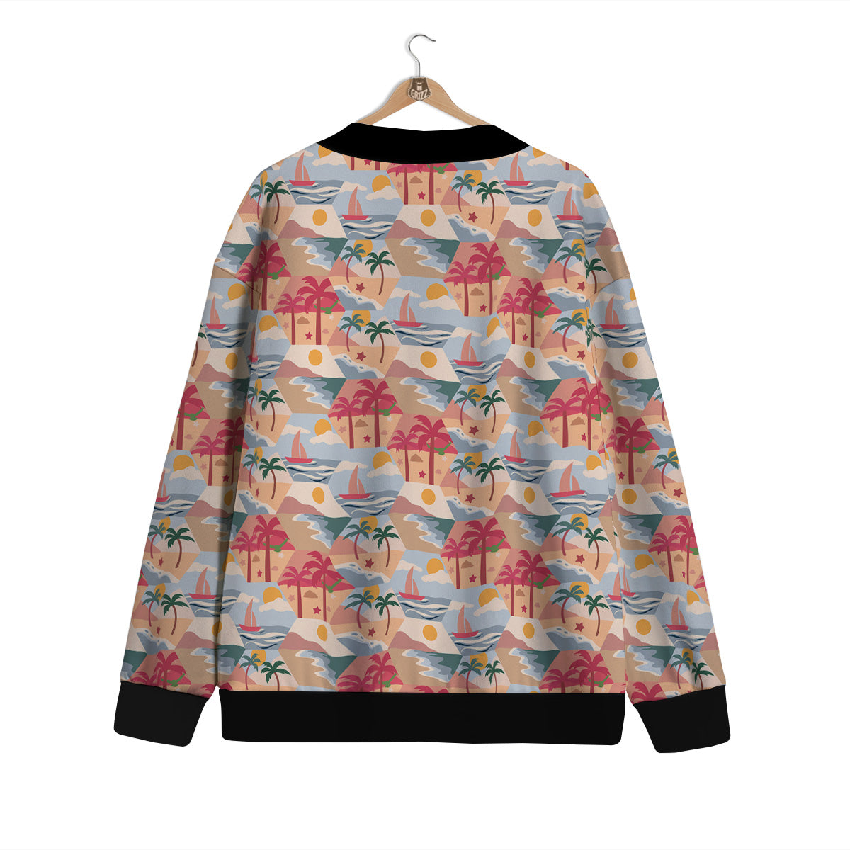 Patchwork Beach And Sunset Sky Print Pattern Cardigan-grizzshop