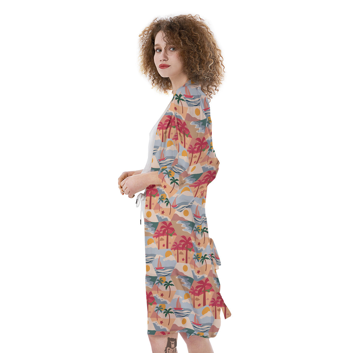 Patchwork Beach And Sunset Sky Print Pattern Kimono-grizzshop