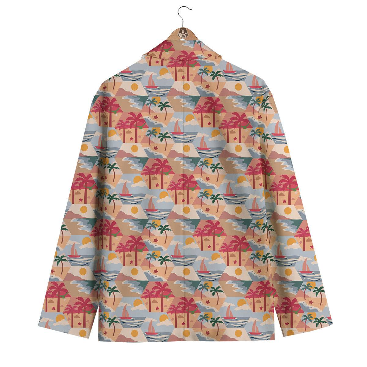 Patchwork Beach And Sunset Sky Print Pattern Men's Blazer-grizzshop