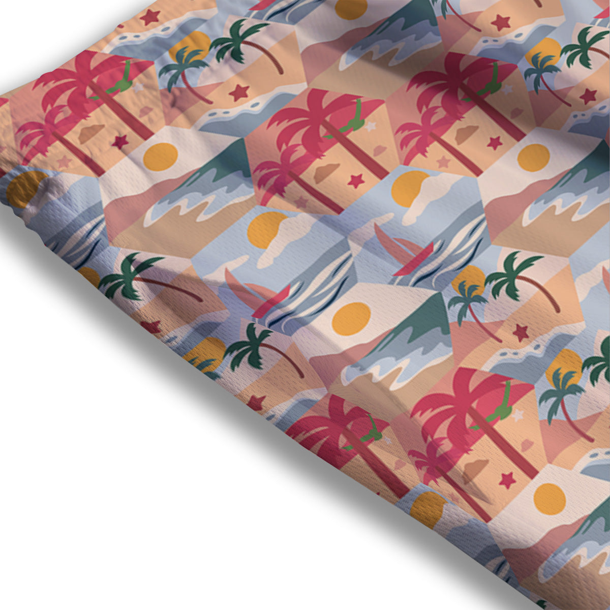 Patchwork Beach And Sunset Sky Print Pattern Mesh Shorts-grizzshop