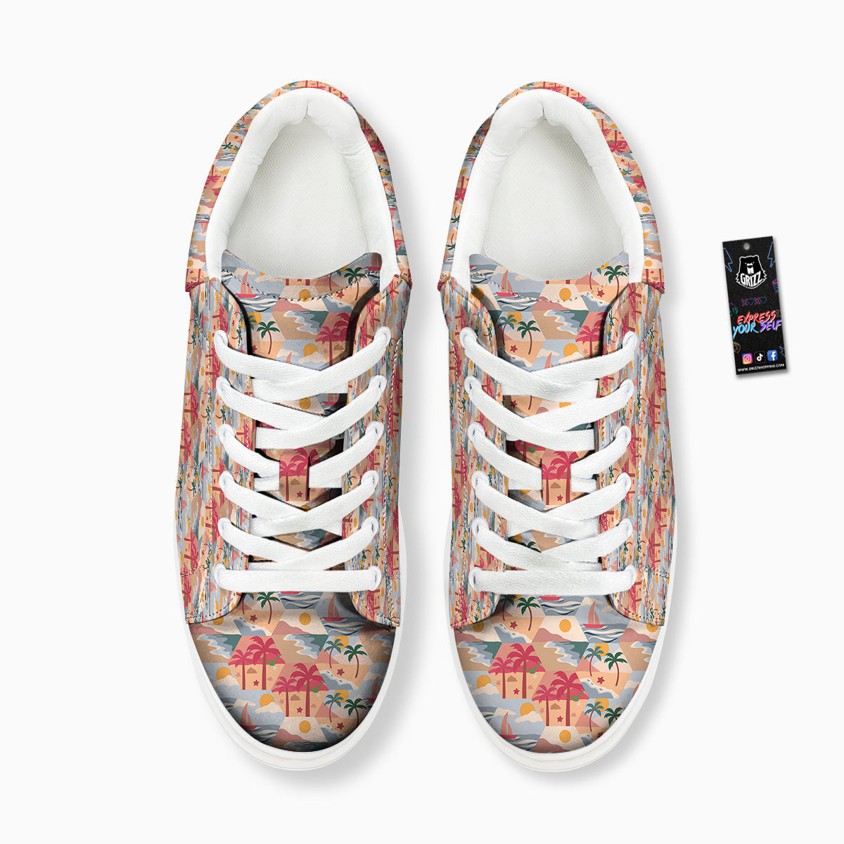 Patchwork Beach And Sunset Sky Print Pattern Platform Shoes-grizzshop