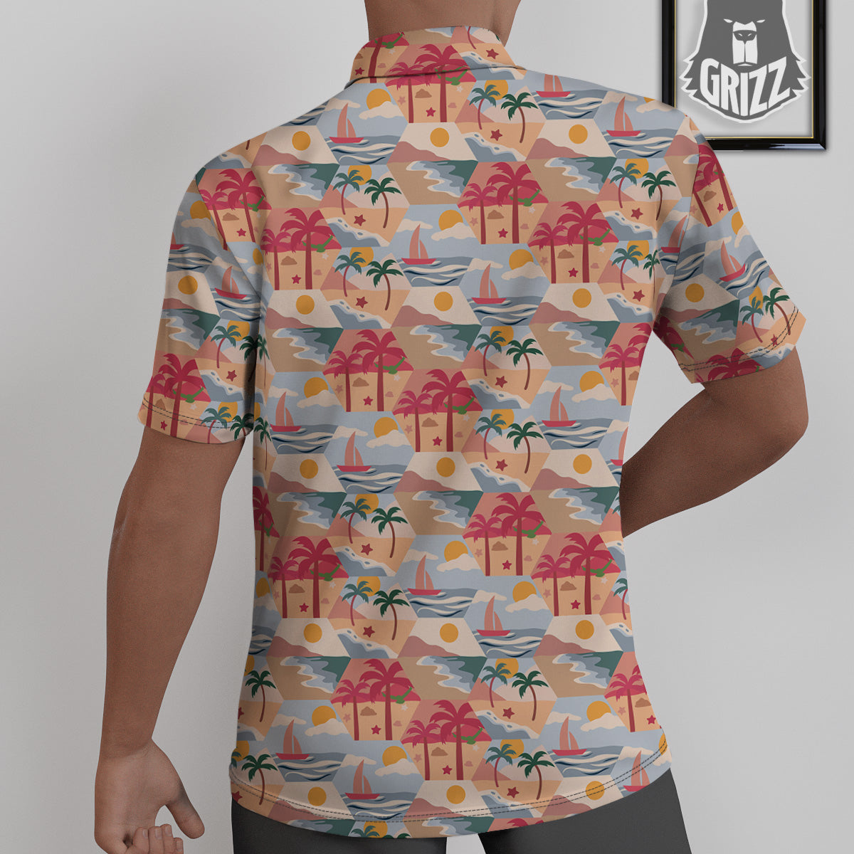Patchwork Beach And Sunset Sky Print Pattern Untucked Shirts-grizzshop