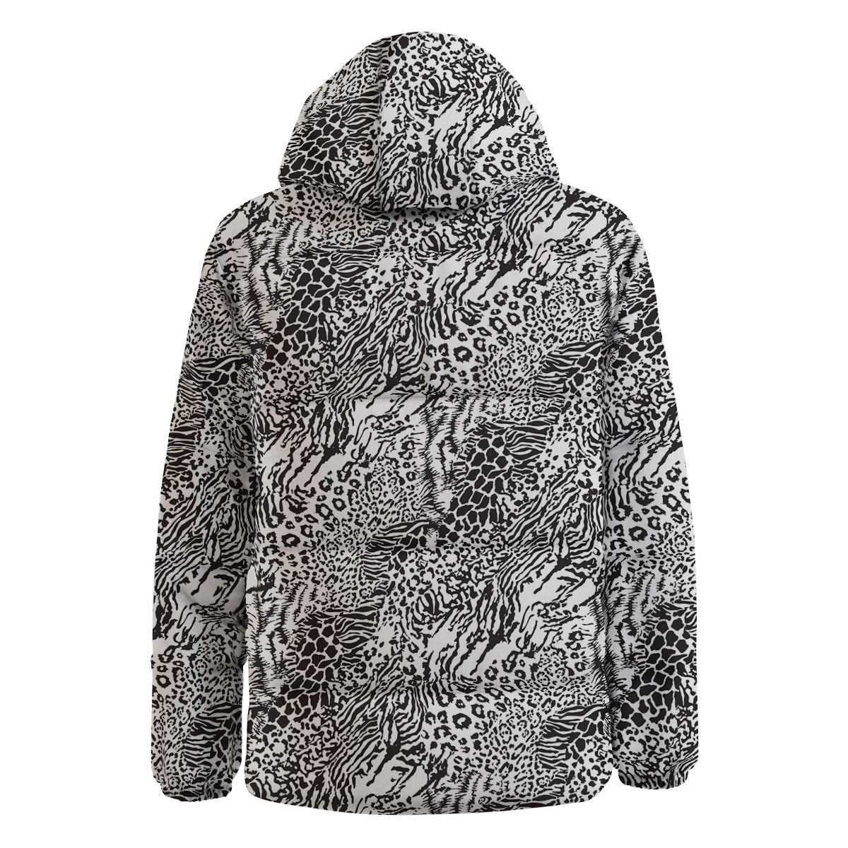 Patchwork Black White Animal Skins Print Pattern Down Jacket-grizzshop