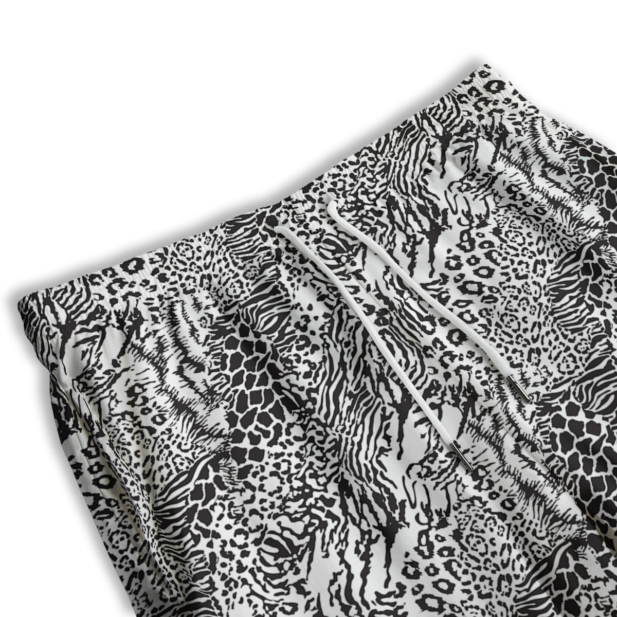Patchwork Black White Animal Skins Print Pattern Men's Athletic Shorts