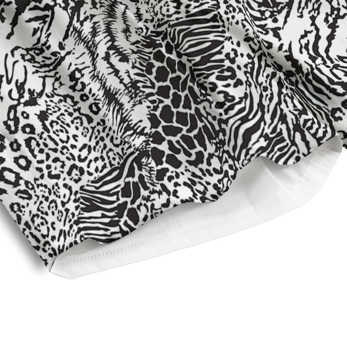 Patchwork Black White Animal Skins Print Pattern Men's Athletic Shorts