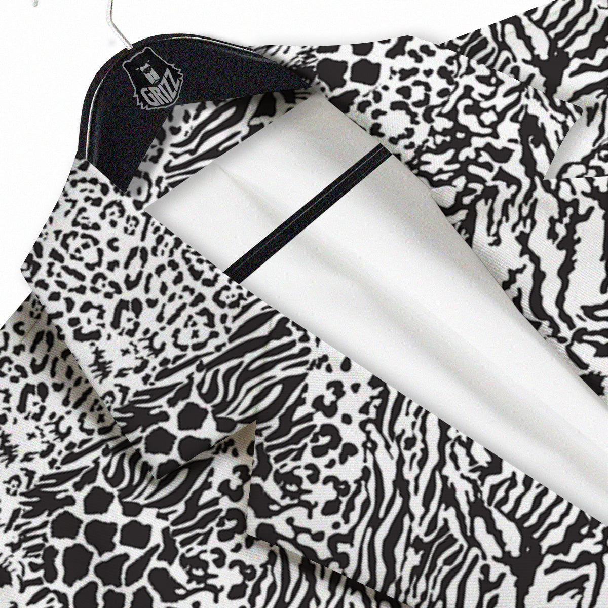 Patchwork Black White Animal Skins Print Pattern Men's Sport Coat-grizzshop