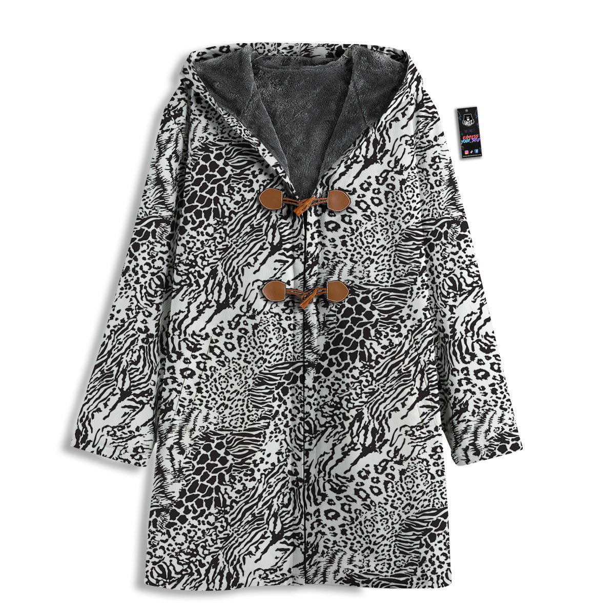 Patchwork Black White Animal Skins Print Pattern Men's Windbreaker Jacket-grizzshop