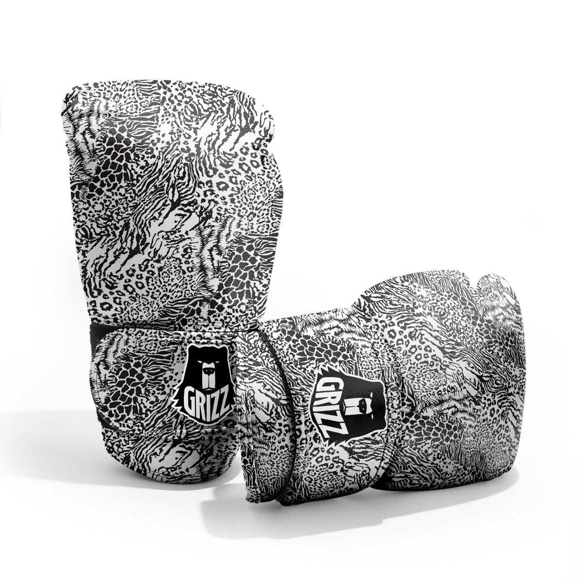 Patchwork Black White Animal Skins Print Pattern Pro Boxing Glove