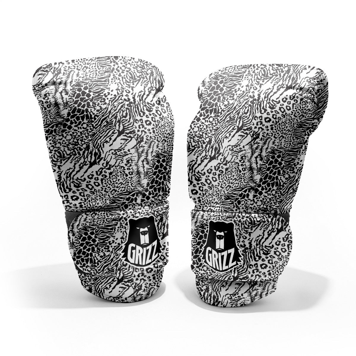 Patchwork Black White Animal Skins Print Pattern Pro Boxing Glove