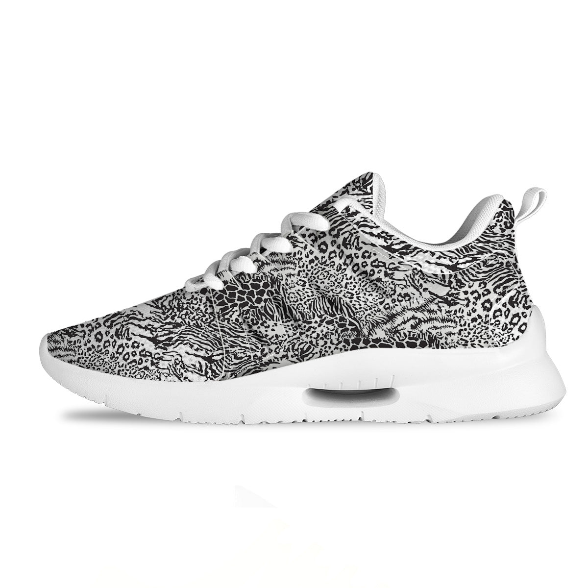 Patchwork Black White Animal Skins Print Pattern Tennis Shoes-grizzshop