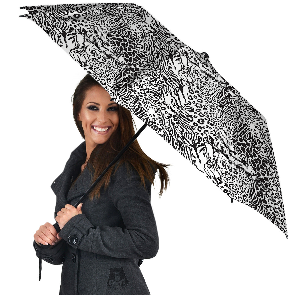 Patchwork Black White Animal Skins Print Pattern Umbrella-grizzshop