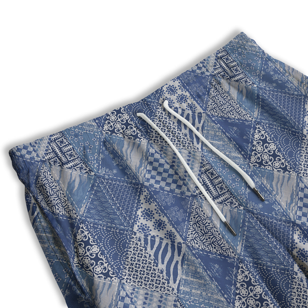 Patchwork Blue Denim Print Pattern Men's Athletic Shorts-grizzshop