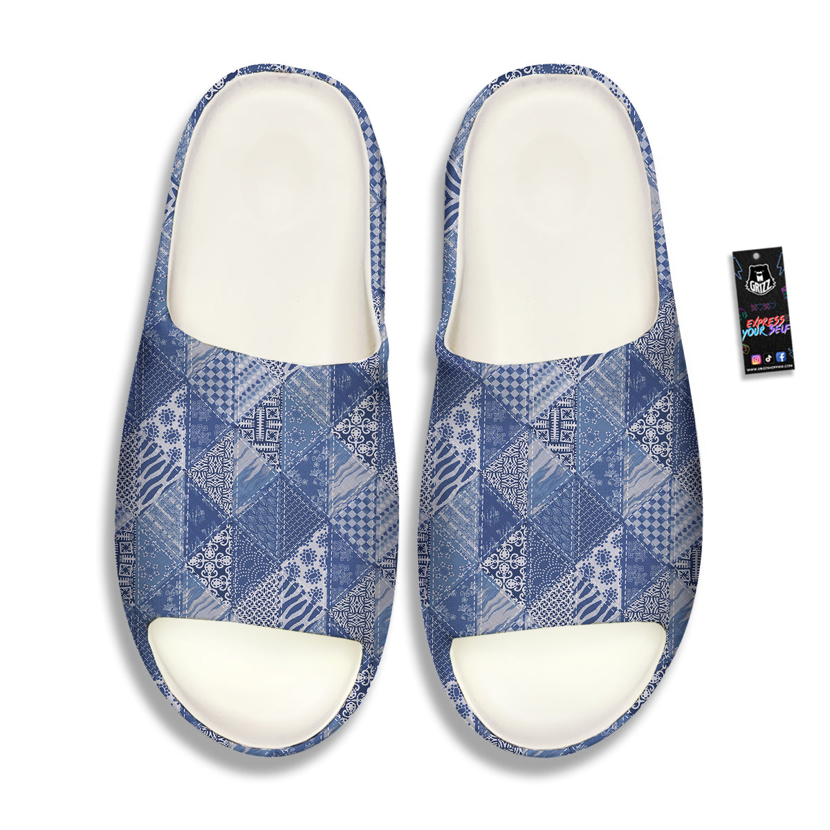 Patchwork Blue Denim Print Pattern Sandals-grizzshop