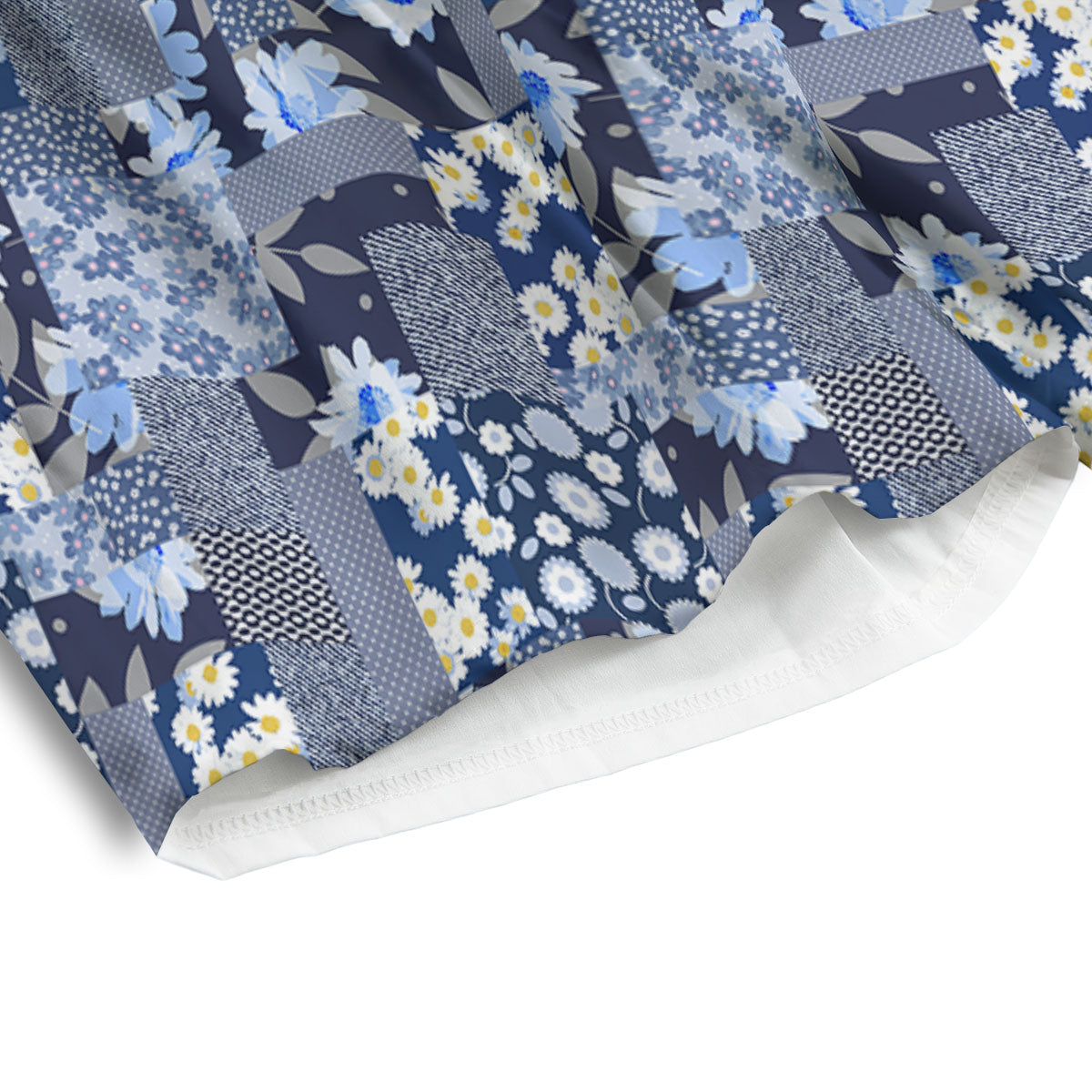 Patchwork Blue Floral Print Pattern Men's Athletic Shorts