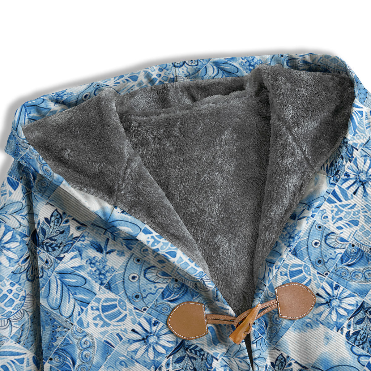 Patchwork Blue Flower Print Pattern Men's Windbreaker Jacket-grizzshop