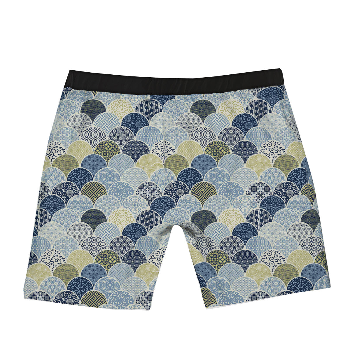 Patchwork Blue Traditional Japanese Print Pattern Boxer Briefs-grizzshop