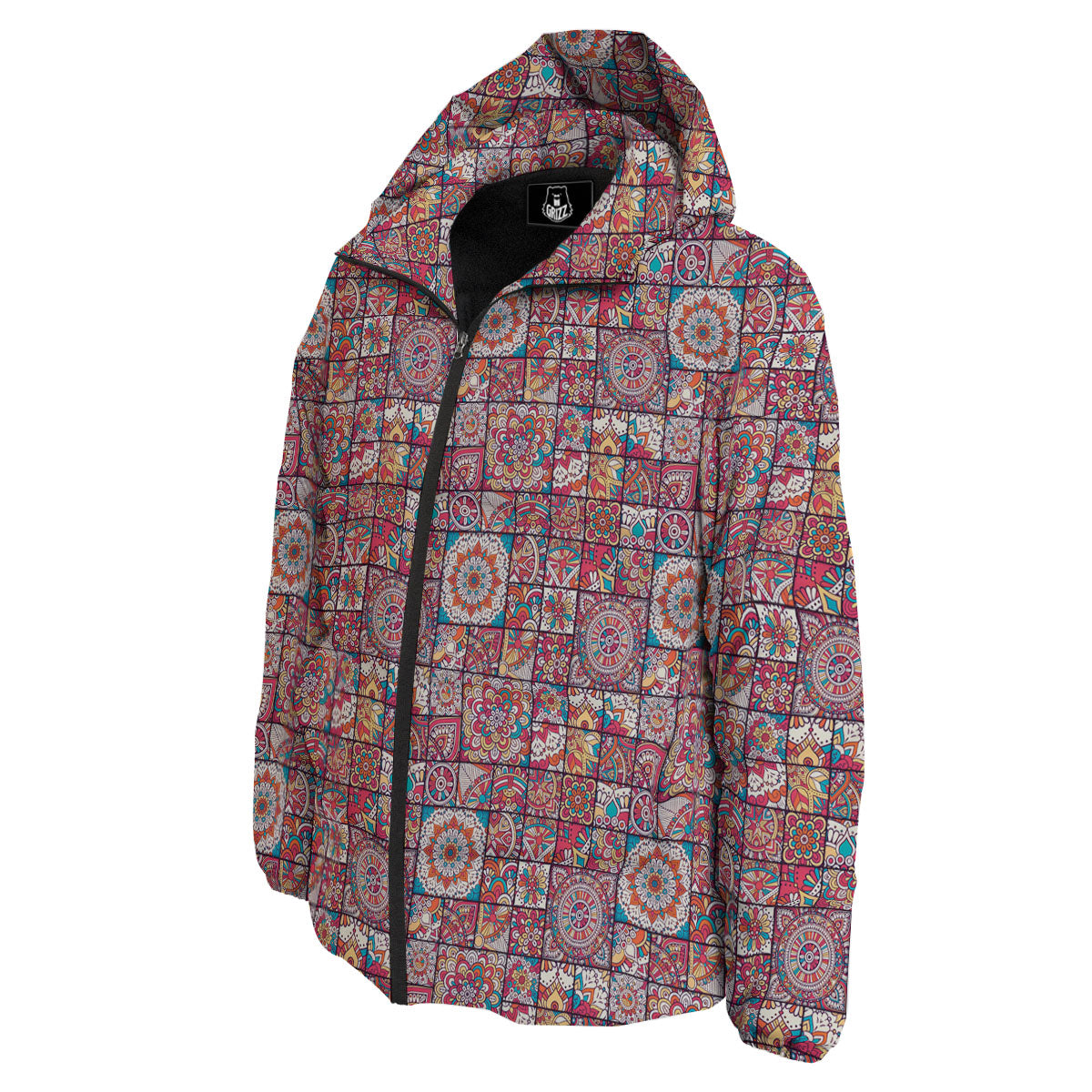 Patchwork Bohemian Print Pattern Down Jacket-grizzshop