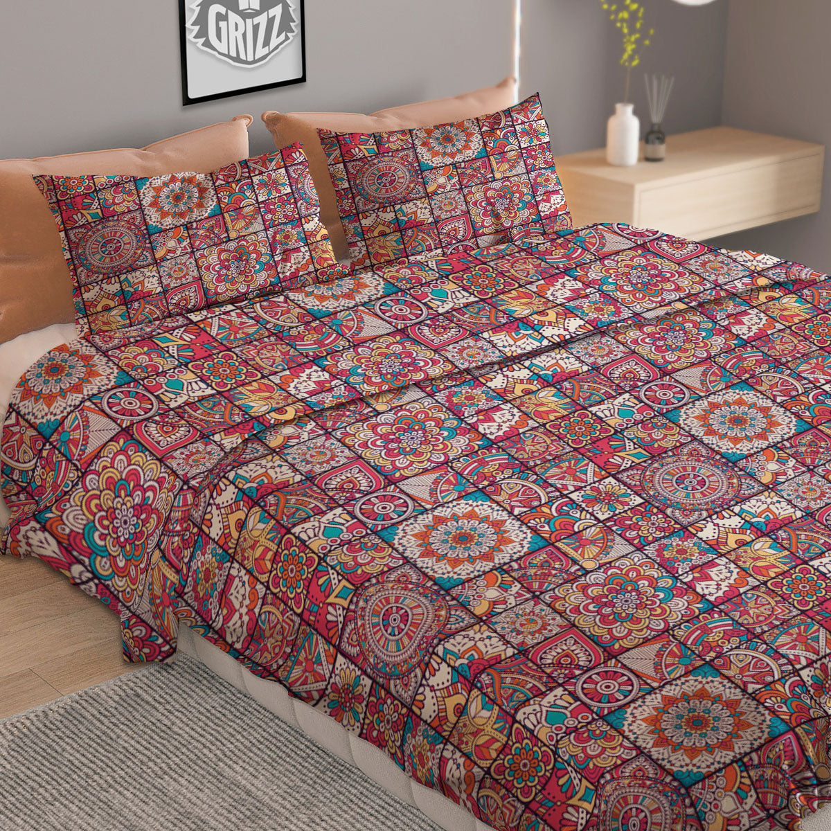Patchwork Bohemian Print Pattern Duvet Cover Bedding Set-grizzshop