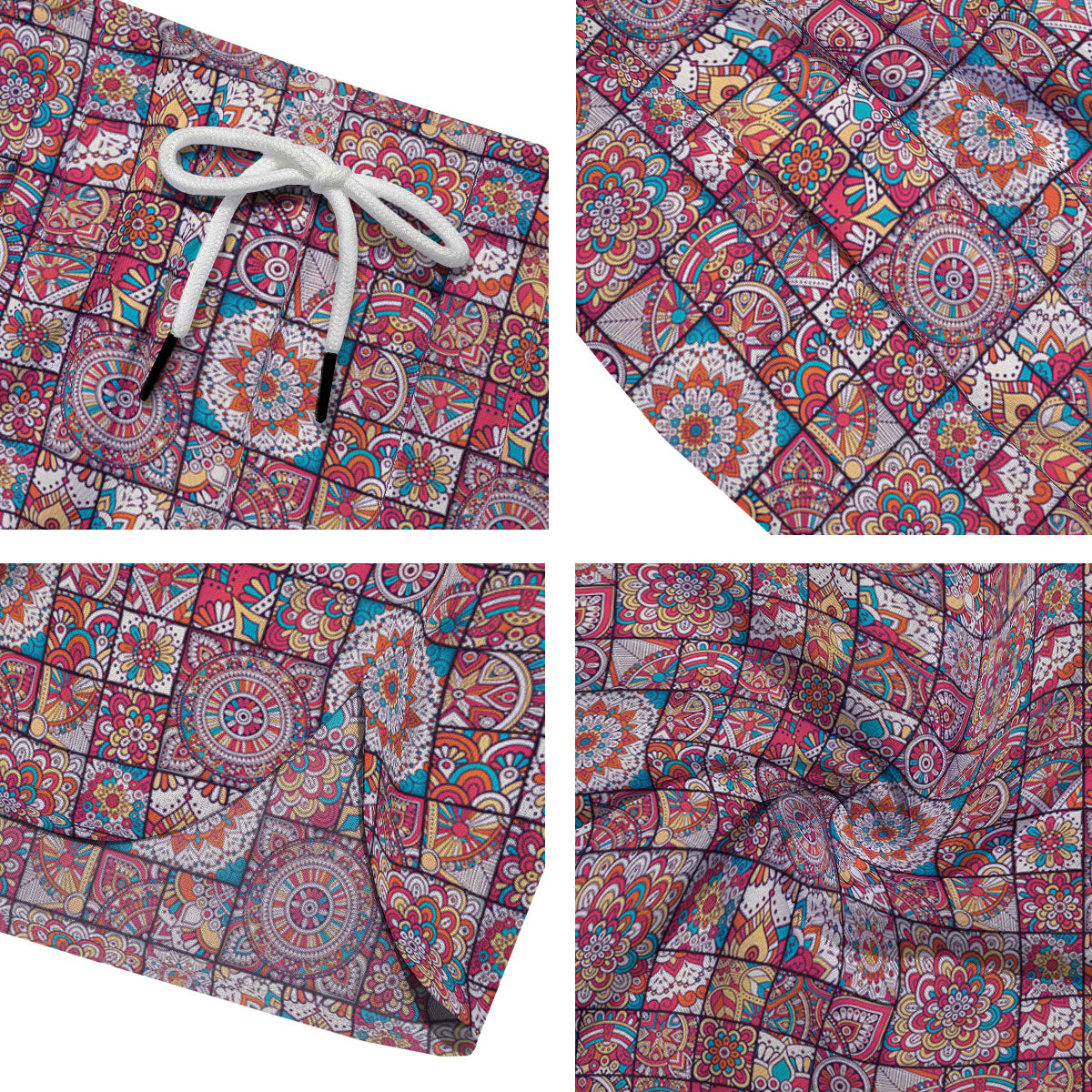 Patchwork Bohemian Print Pattern Men's Running Shorts-grizzshop
