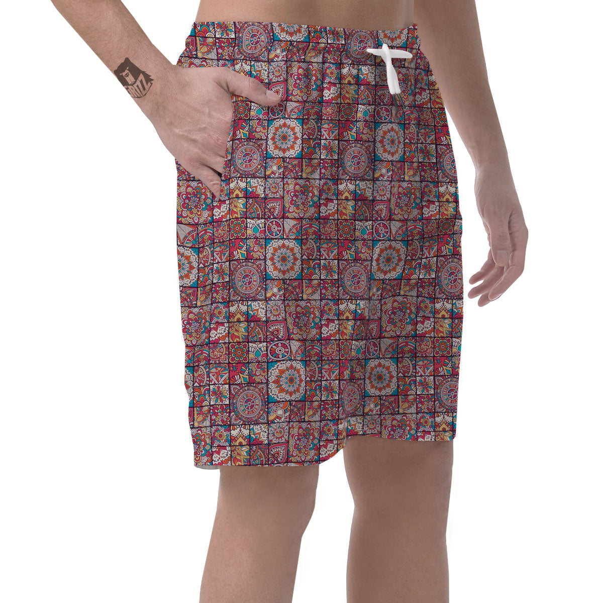 Patchwork Bohemian Print Pattern Men's Shorts-grizzshop