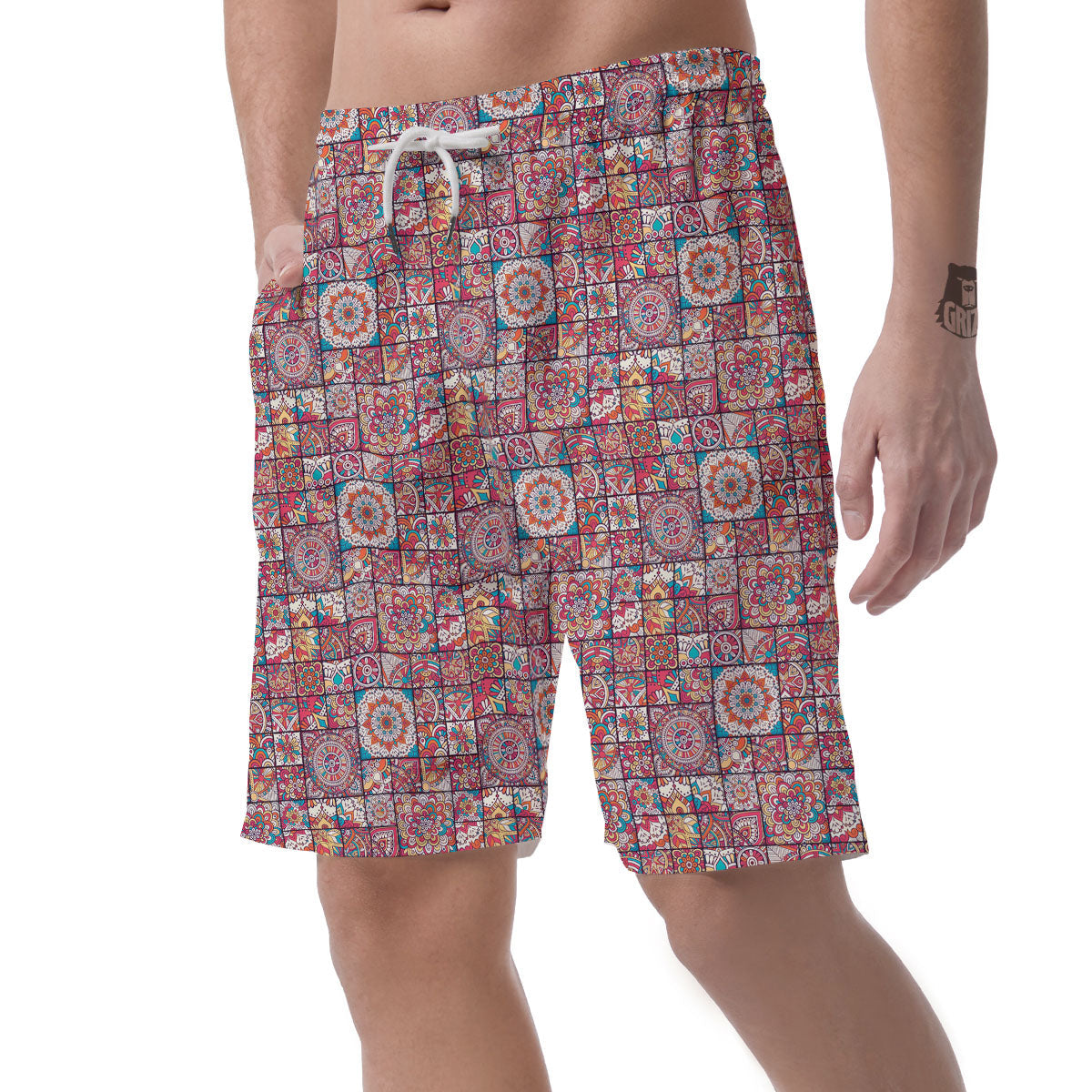 Patchwork Bohemian Print Pattern Men's Shorts-grizzshop