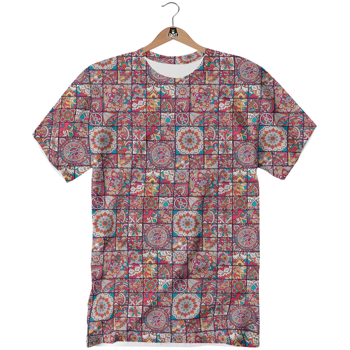 Patchwork Bohemian Print Pattern T-Shirt-grizzshop