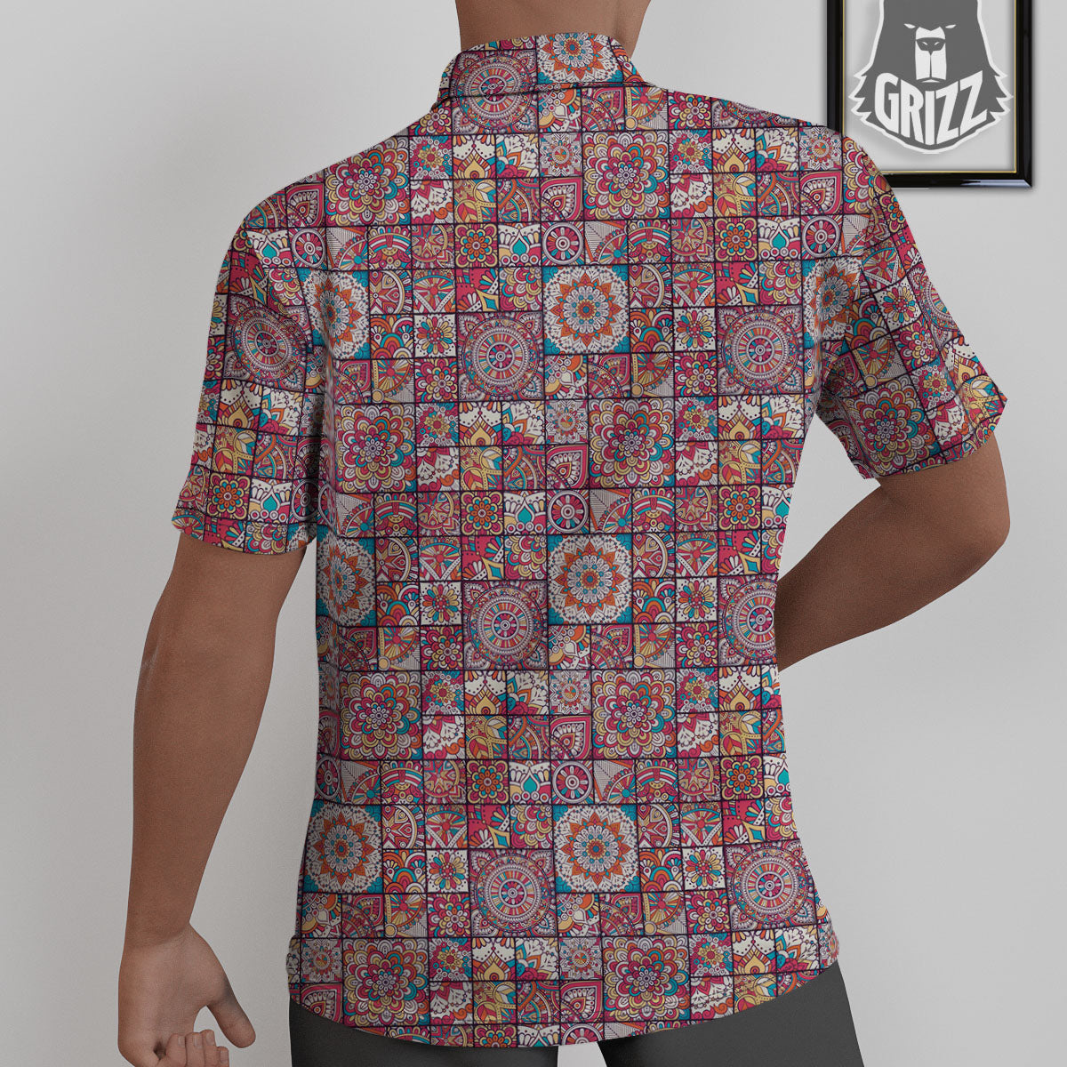 Patchwork Bohemian Print Pattern Untucked Shirts-grizzshop