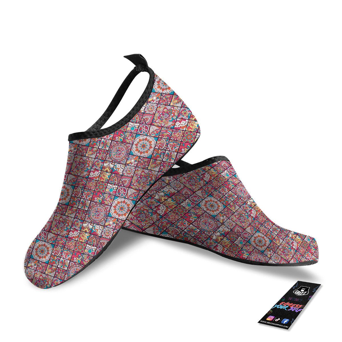 Patchwork Bohemian Print Pattern Water Shoes-grizzshop