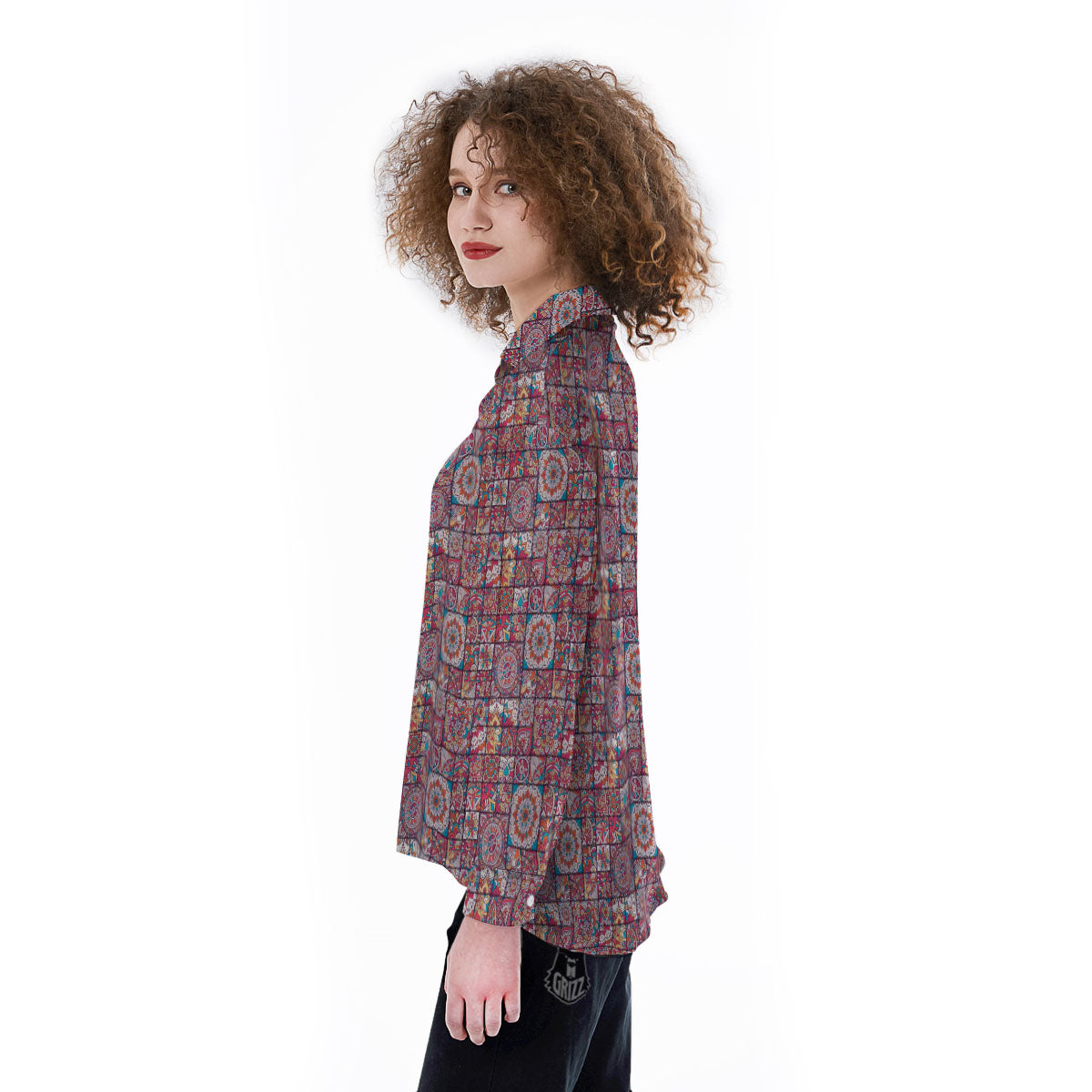Patchwork Bohemian Print Pattern Women's Long Sleeve Shirts-grizzshop