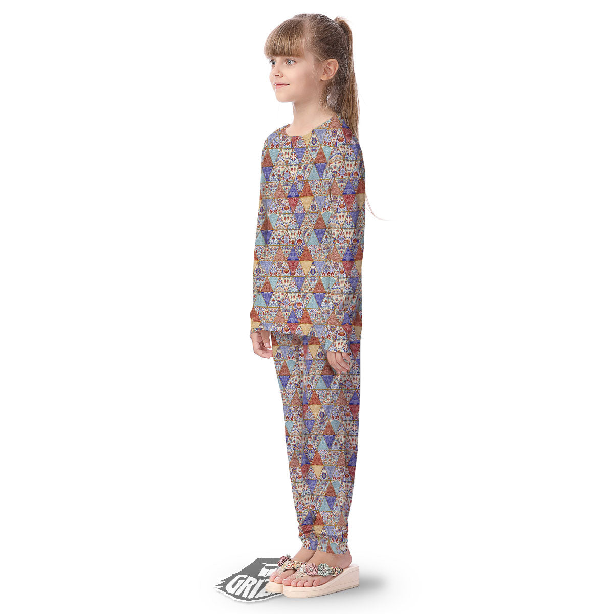 Patchwork Boho Mandala Print Pattern Kid's Pajamas-grizzshop