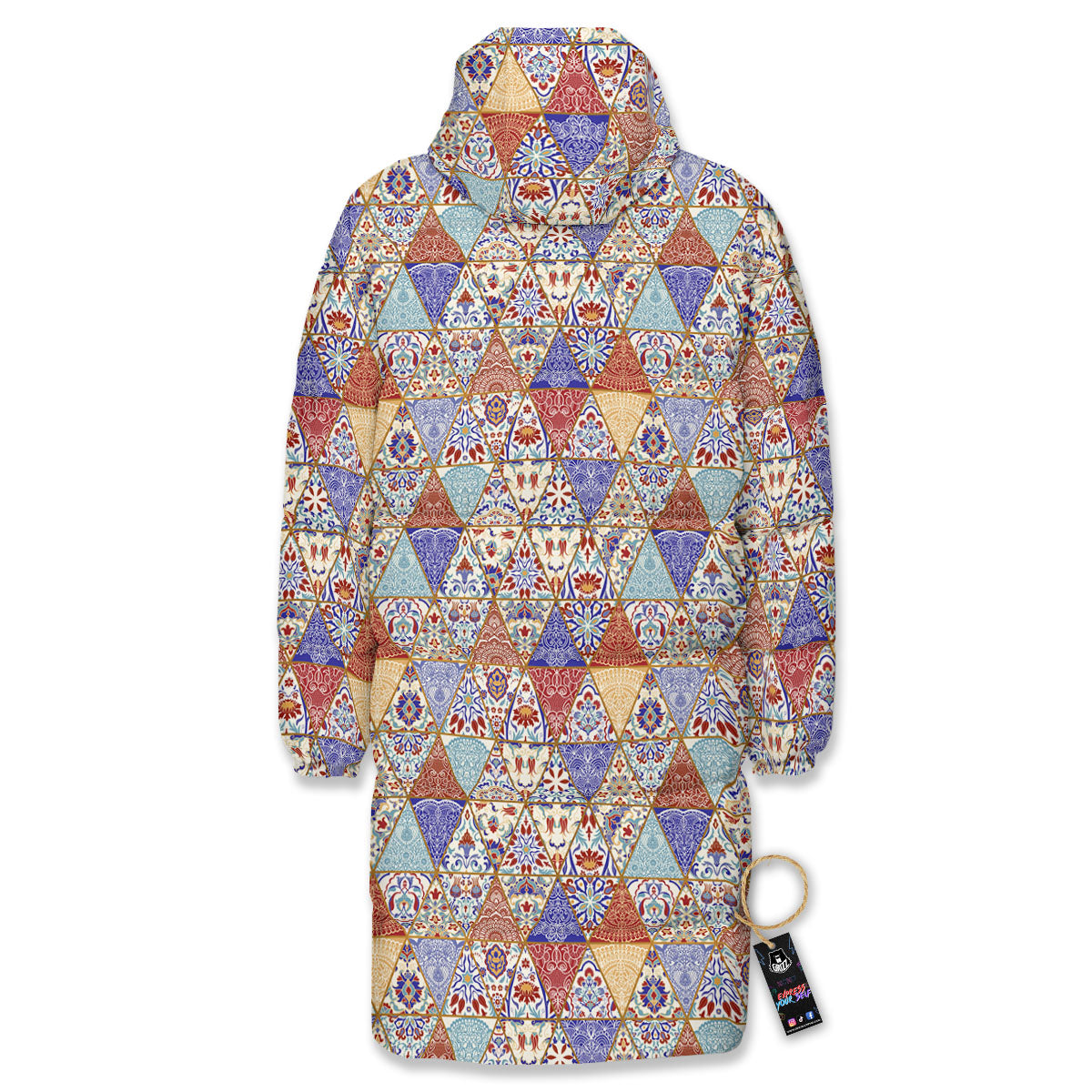 Patchwork Boho Mandala Print Pattern Long Down Jacket-grizzshop