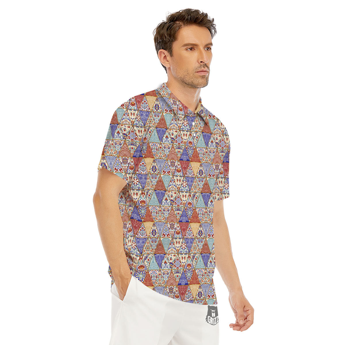 Patchwork Boho Mandala Print Pattern Men's Golf Shirts-grizzshop