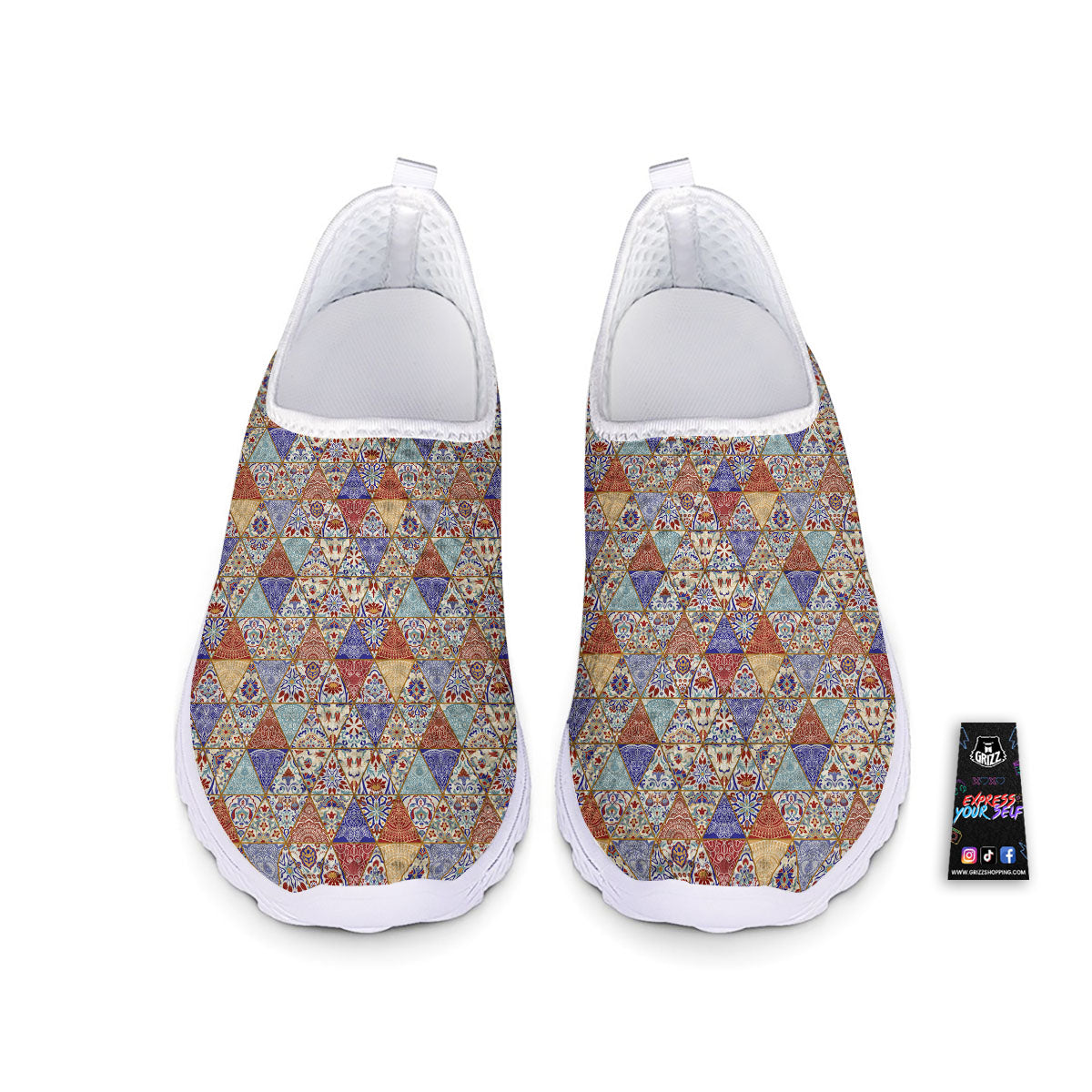Patchwork Boho Mandala Print Pattern Nurse Shoes-grizzshop
