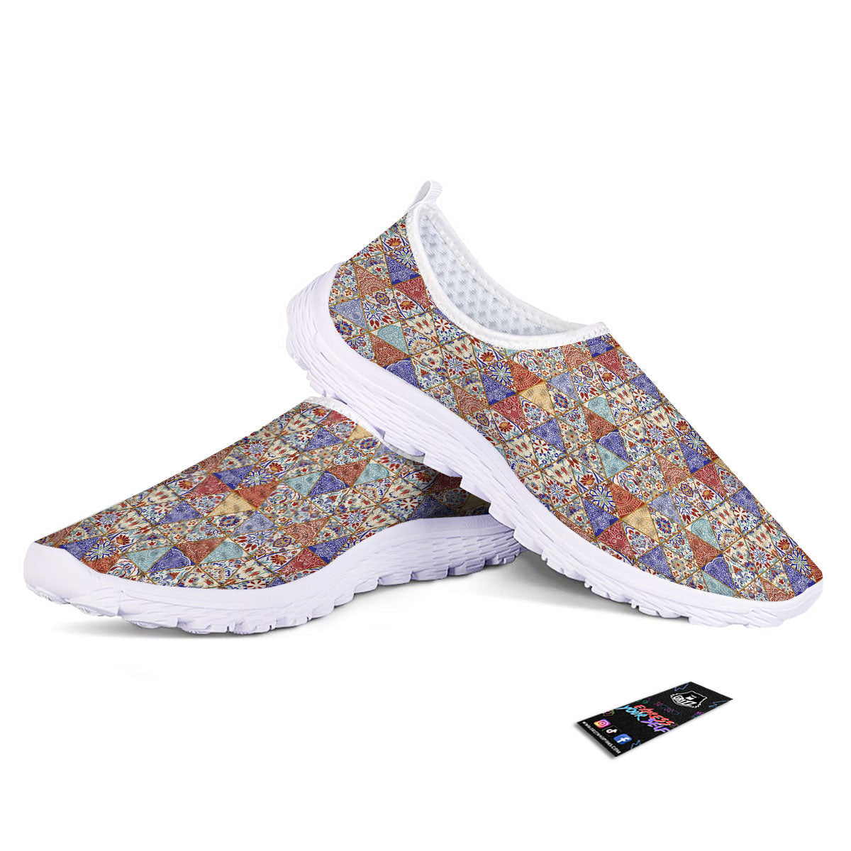 Patchwork Boho Mandala Print Pattern Nurse Shoes-grizzshop