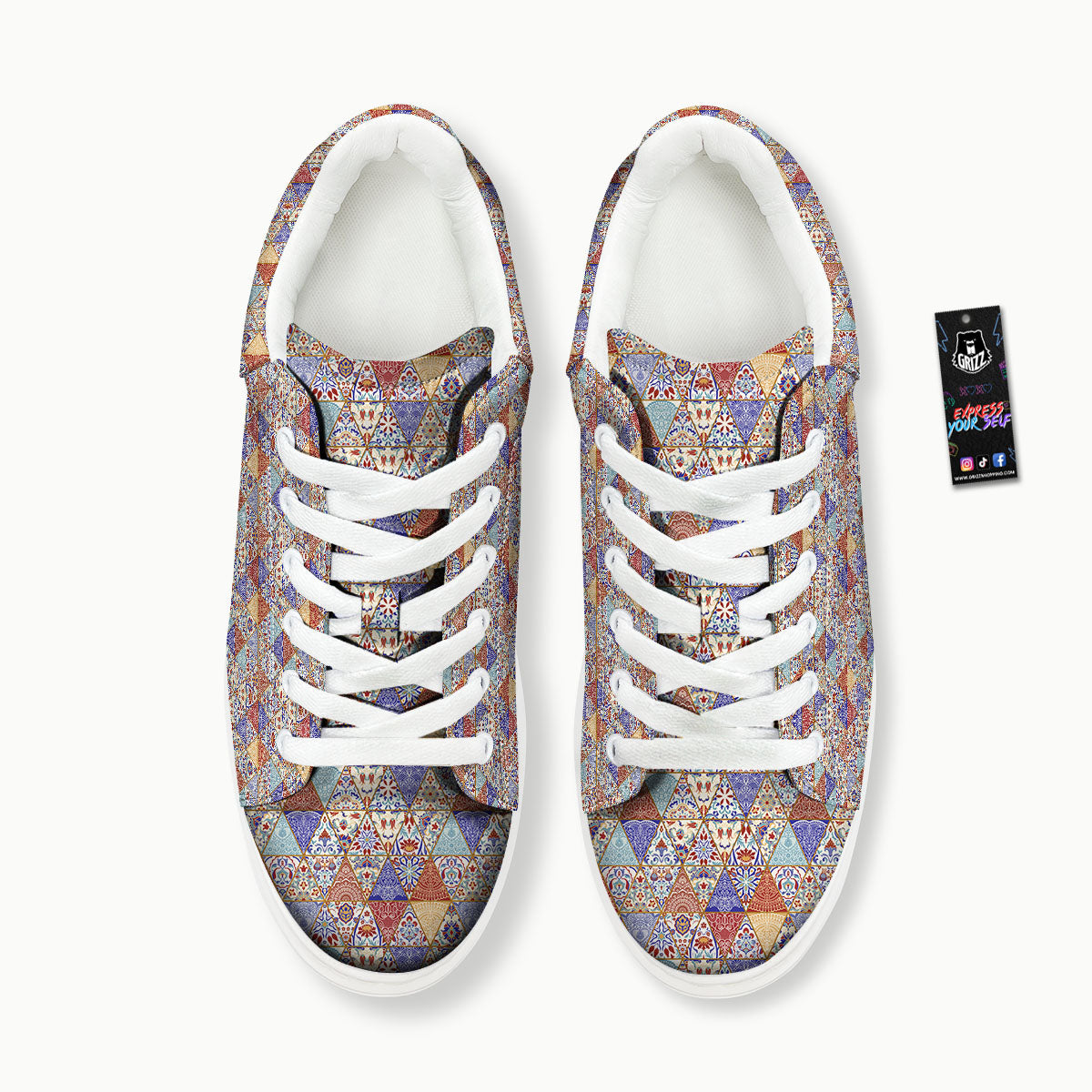 Patchwork Boho Mandala Print Pattern Platform Shoes-grizzshop