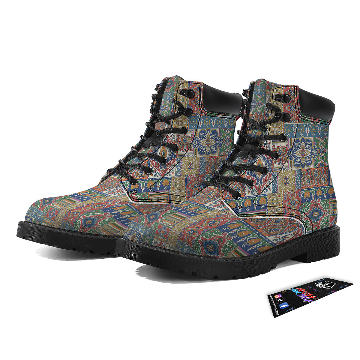 Patchwork Damask Vintage Print Pattern Boots-grizzshop