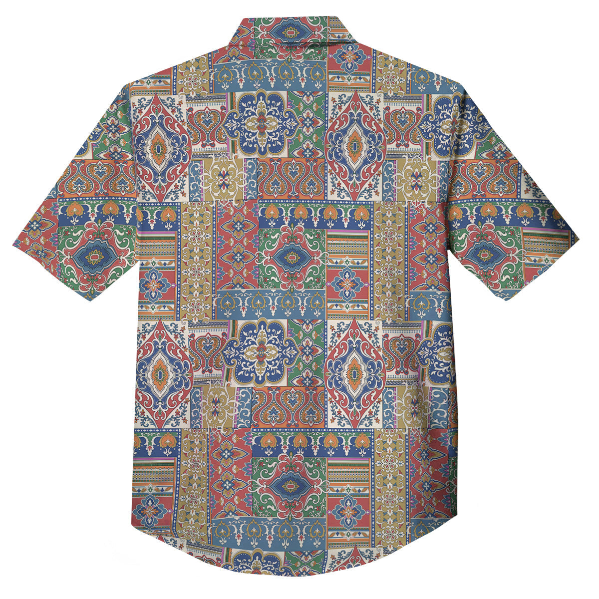 Patchwork Damask Vintage Print Pattern Button Up Shirt-grizzshop