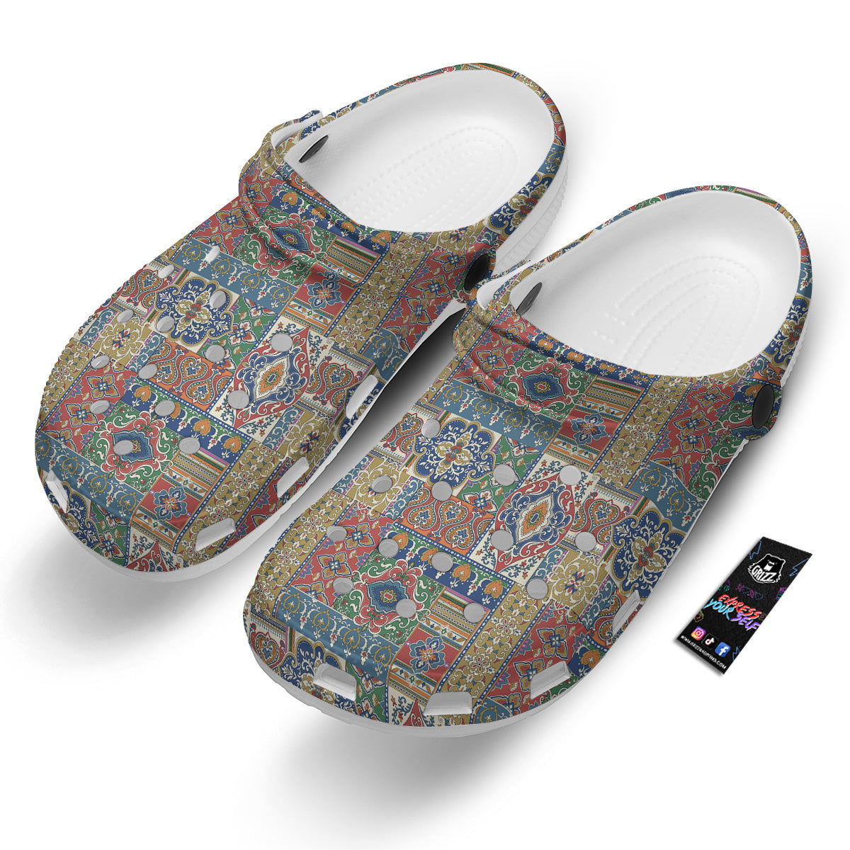Patchwork Damask Vintage Print Pattern Clog-grizzshop