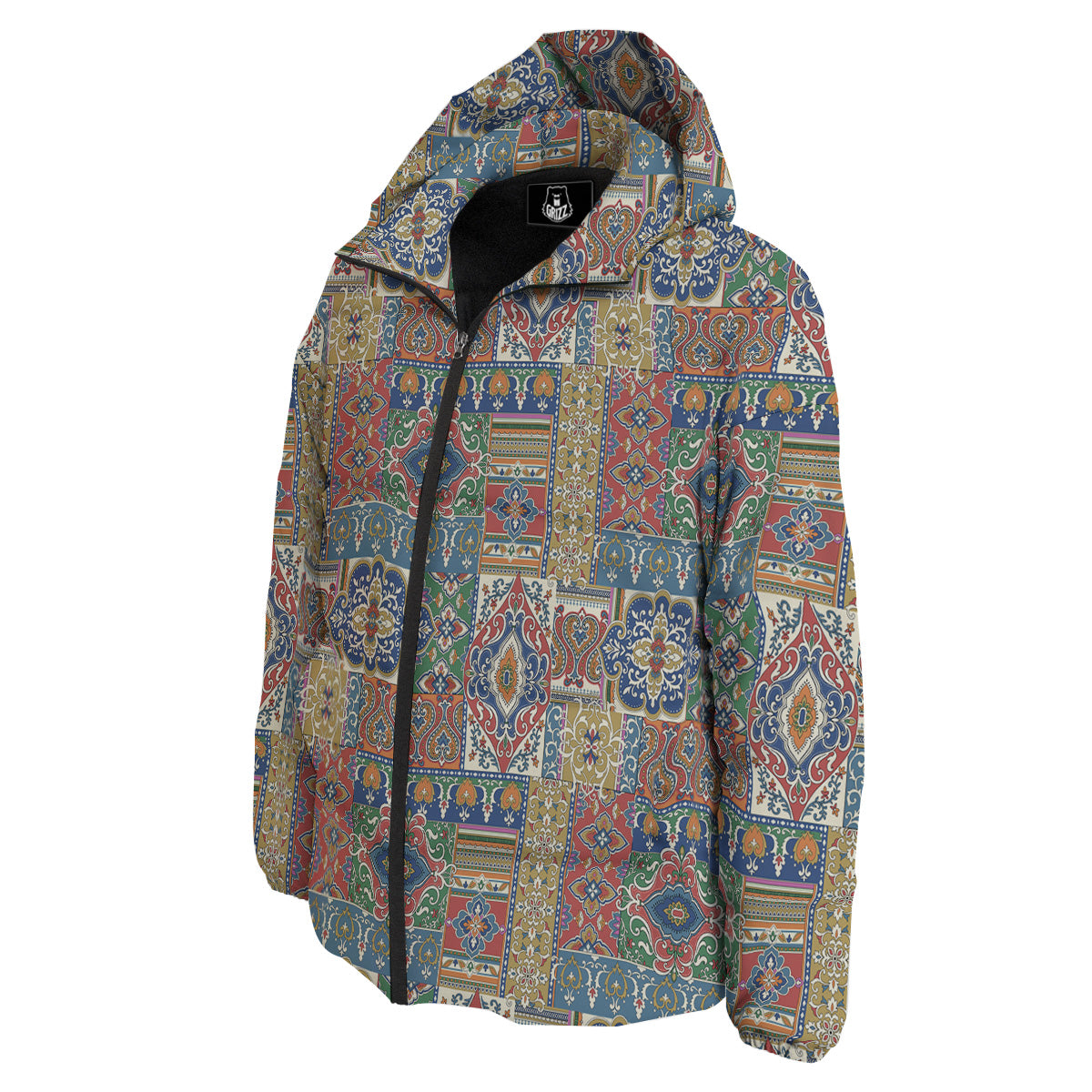 Patchwork Damask Vintage Print Pattern Down Jacket-grizzshop