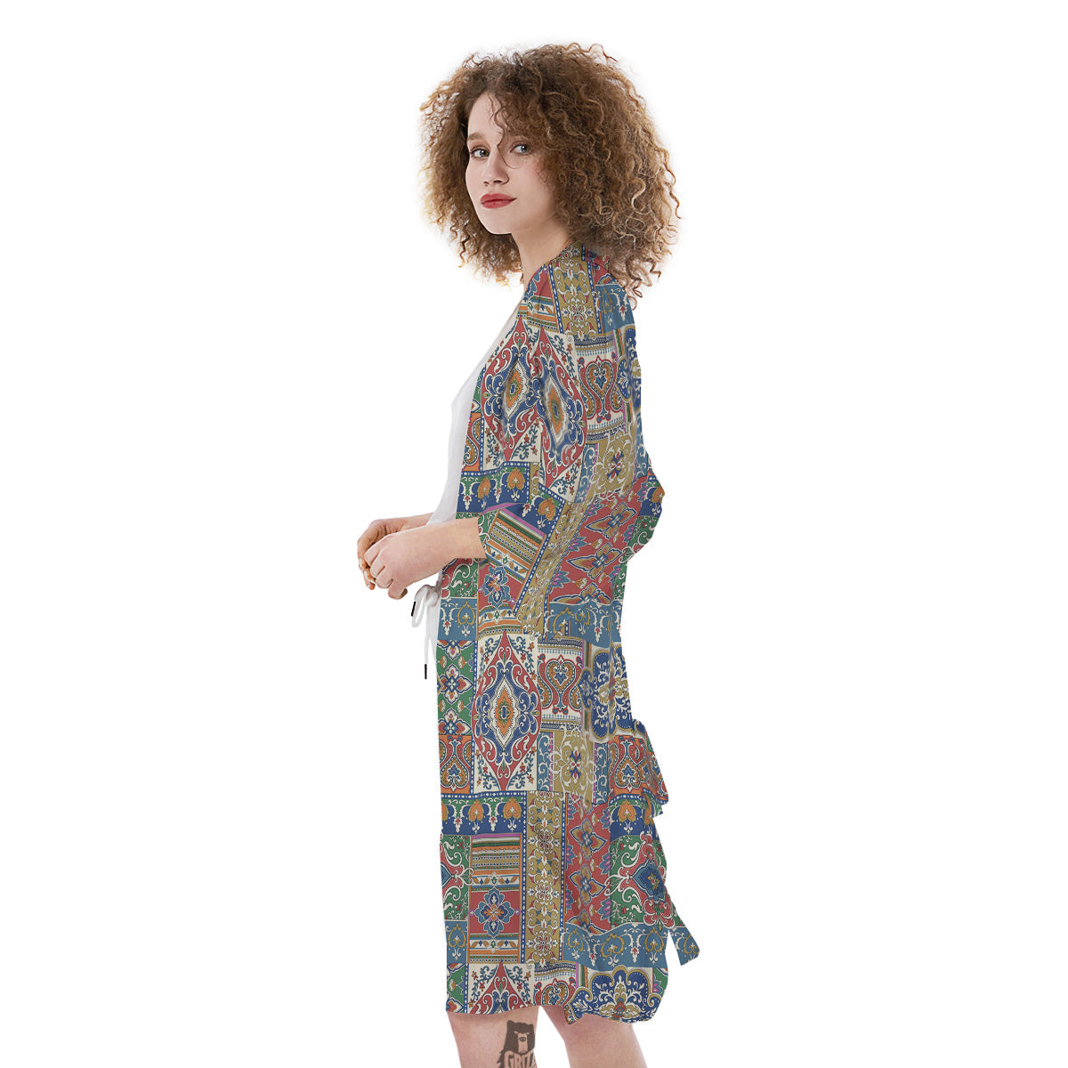 Patchwork Damask Vintage Print Pattern Kimono-grizzshop